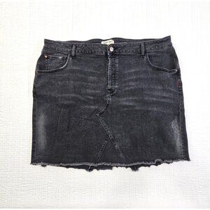 Warp + Weft Austin Skirt Women's 20W Black Stretch Denim Skirt Raw Hem EUC